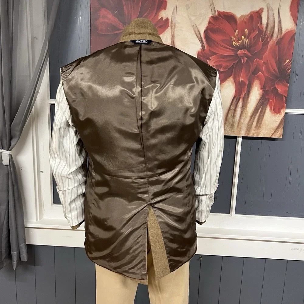 Stafford‎ Camel Hair Blazer Jacket Sport Coat Mens 40R Classic Fit Brown
